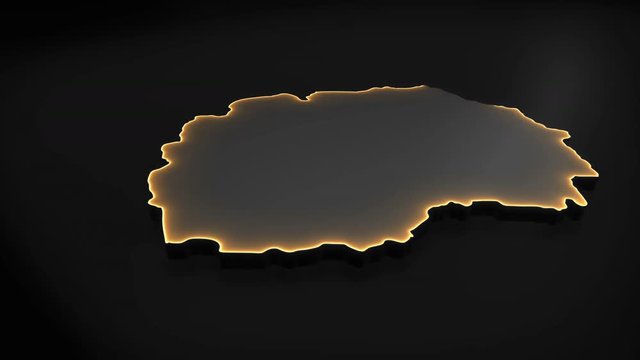 Seamless looping 3D animation of the map of Macedonia including 2 versions and alpha matte
