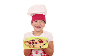 happy little girl with crepes
