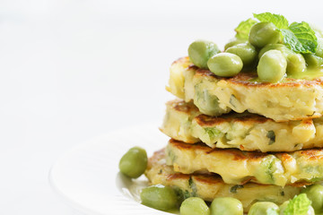 green pea fritters.
