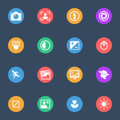 Camera tools flat icons