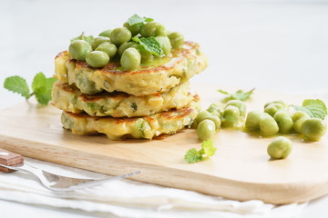green pea fritters.
