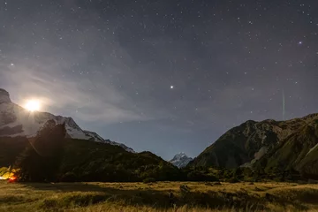Papier Peint photo Nuit mt. cook at night with stars in the sky