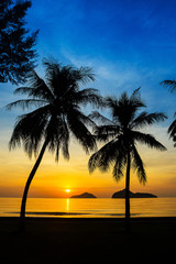 Natural scene at Ao Manow beach in sunrise time. Process color.