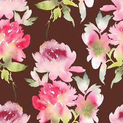 Peony seamless pattern