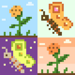 pixel art butterfly flower