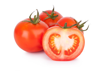 fresh tomato on white background