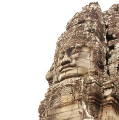 Fototapeta na wymiar Giant stone face in Prasat Bayon Temple, Angkor Wat complex, Sie