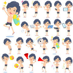 perm hair men Purple Swimwear style 2