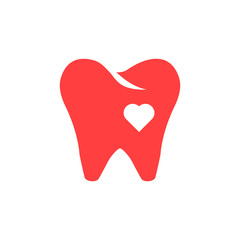 red tooth icon with heart