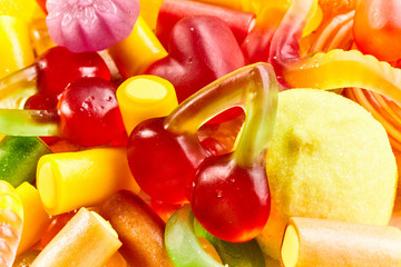 Background texture of jujubes and gummy candy
