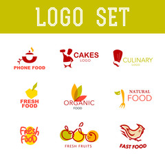 Vector simple flat food logo. Restaurant, cafe, catering insignia. Food icon. Food, dish icon isolated on white background.