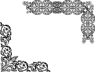 black decorated two corners shape ornament