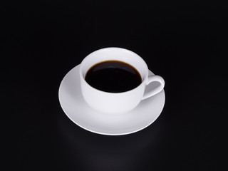 White cup black coffee on black background - 112197151