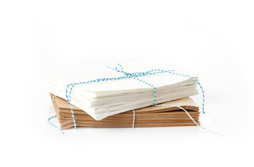 Stack of white and brown paper bags - 112197766