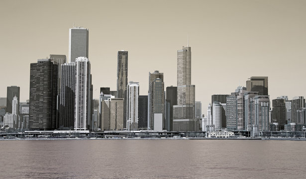 Old style Chicago skyline 