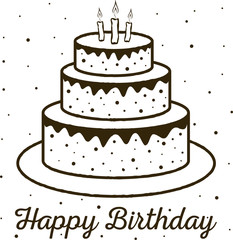 Happy Birthday, greeting card, birthday cake.