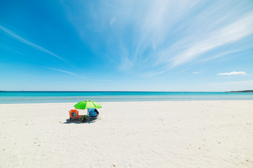 Fototapeta na wymiar parasol in La Cinta beach in Sardinia