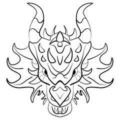 Black dragon tattoo design on white background