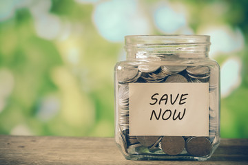 save money for investment concept money in the glass with filter