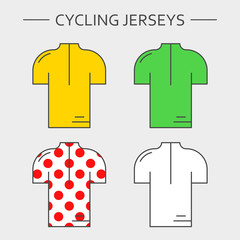 Types of cycling jerseys - obrazy, fototapety, plakaty