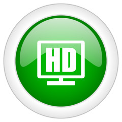 Green glossy vector icon