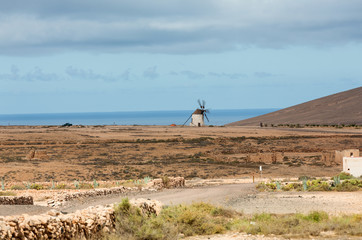  Round stone windmill near Tefia on Fuerteventura, Canary Islands, Spain