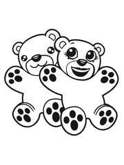 woman man hug 2 females friends couple cuddling team love couple little cute comic cartoon teddy bear baby