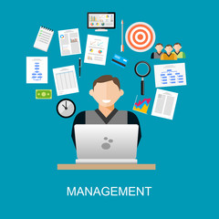 Management concept illustration. Business management, planning, development.
