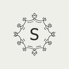 Elegant Line Art Logo and Monogram Design, vector template.