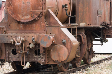 Fototapeta na wymiar Old rusty lokomotive in a museum