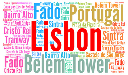 Lisbon word cloud concept