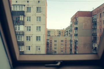 View of window to city
