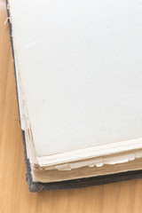 Close up of old vintage book with blank page