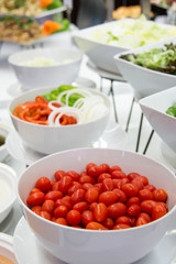 Mixed vegetable ingredients in modern salad bar