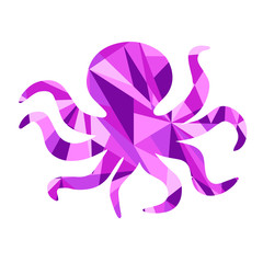 purple octopus silhouette. animal with abstract