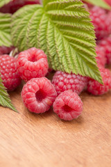 Fresh ripe raspberries in close up