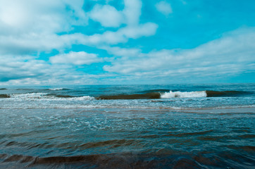 Blue sea water and sky
