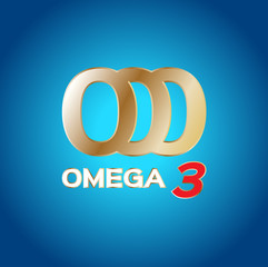 omega 3 icon and logo , vector . omega 3 and vitamin gold set