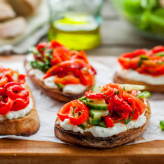 Rоasted Pepper, Cucumber and Feta Bruschetta