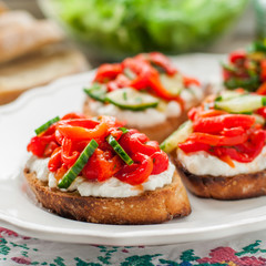 Rоasted Pepper, Cucumber and Feta Bruschetta
