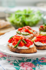 Rоasted Pepper, Cucumber and Feta Bruschetta