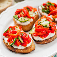 Rоasted Pepper, Cucumber and Feta Bruschetta