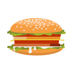 Hamburger icon with flat solid color style vector illustration