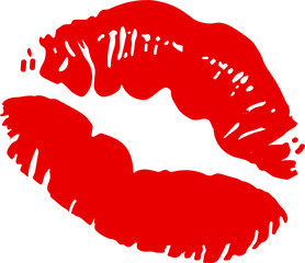 Big red lips track on white background