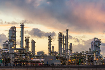 Fototapeta na wymiar Oil refinery at the harbor in Rotterdam, Netherlands