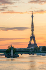Fototapeta na wymiar View of Paris skyline at sunset in Paris, France.