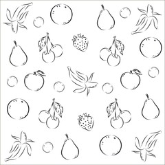 Frame with fruits, vector illustrations