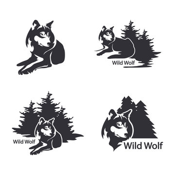 Wolf logo set