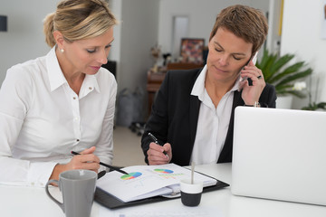 Obraz premium sales managers comparing charts