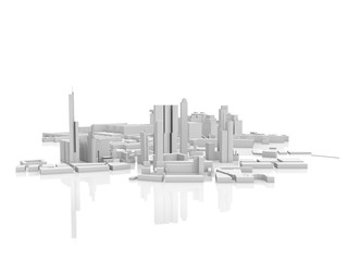 Abstract contemporary city, 3d render isolated